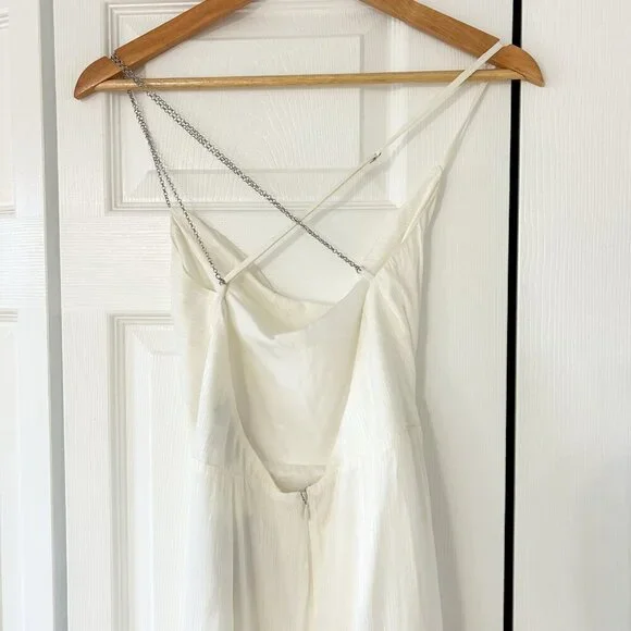 NWT Michael Costello x REVOLVE Tessa Ivory Satin Drape Midi Dress Size M - Picture 8 of 10